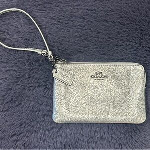 Coach Metallic Silver Wristlet